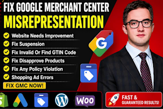 fix google merchant center misrepresentation, suspension and policy violation
