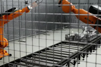create 3d industrial robot and manufacturing cell animation