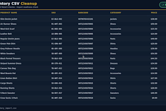 clean inventory CSV for lightspeed retail x series upload