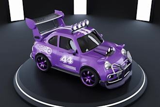 create low poly 3d vehicle with modular model for games and animations