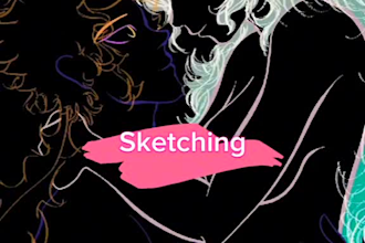 draw neon digital portrait or character illustration