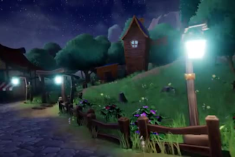 create 2d game environment landscape, night village concept art in unity, godot