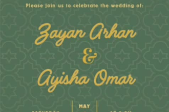design professional royal islamic nikah and wedding invitation