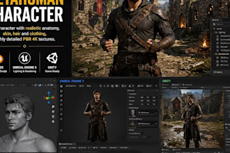 create 3d game characters game ready character model for unreal engine and unity