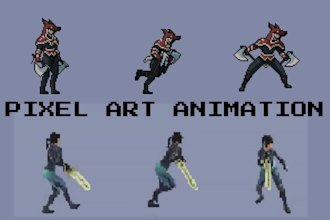 do pixel art sprite sheet animation character sprite sheet for rpg game art