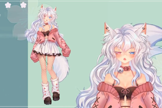 design live 2d vtuber model, 2d vtuber model, vtuber rigging, vtuber, vtube