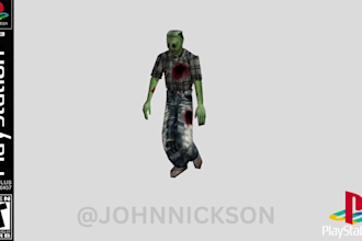 create ps1 ps2 psx low poly retro horror 3d character and weapon