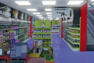 design modern hypermarket, supermarket, retail store, grocery market rendering