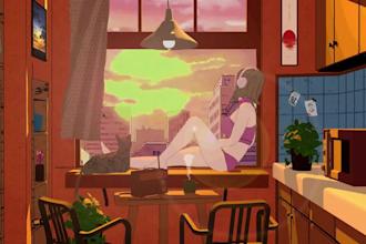 create an animated lofi loop background