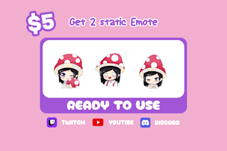 draw custom twitch emotes, animated emotes, vtuber emotes for you