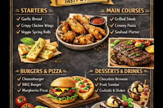 design a professional restaurant menu card for your business