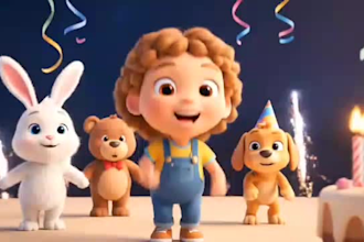 create ai animated  birthday animation video for content