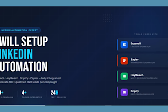 setup linkedin automation on expandi, zapier, heyreach io, dripify for b2b leads