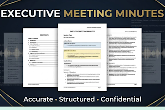 write professional meeting minutes, notes transcription, and action summaries