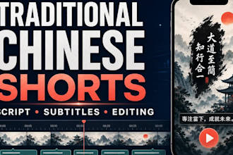 create chinese youtube shorts with script subtitles and editing