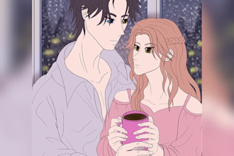 draw a beautiful anime or manhwa style illustration