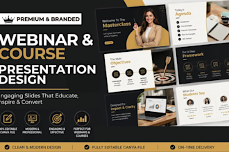 design modern webinar and course presentation slides in canva