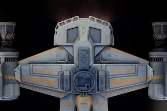 create a high quality 3d spaceship, spacecraft, and sci fi vehicle design