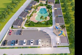 transform 3d camping resort masterplan,vacation house complex, tiny homes render