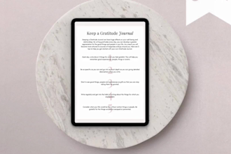 write and design a self care journal or wellness workbook