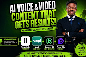 elevenlabs voice over, vapi voice agent, runway ai video, opus clip video clips