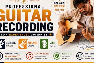 record acoustic, electric guitar, solo quitar as an experienced guitarist
