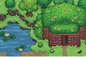 do top down pixel art tilleset, pixel environment and background, game asset