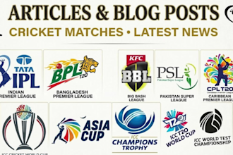 write SEO cricket blogs, match previews, sports news article