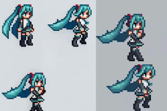 pixel art character, pixel art animation, sprite, isometric pixel art, game art
