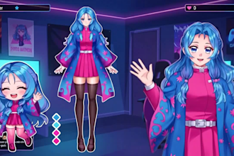 do live 2d vtuber model, chibi vtuber, furry vtuber, vtuber avatar, 3d vtuber