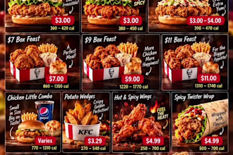 design a professional restaurant food menu card