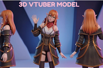 do 3d vtuber model, vrchat avatar, 3d rigging, vroid model and 3d anime vtuber
