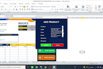 create an excel inventory system with dashboard and invoice