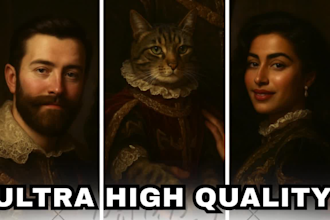 create royal pet and owner portrait custom style
