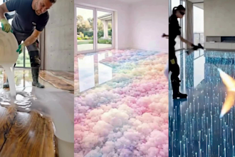 do ai satisfying epoxy flooring video, before after transformation time lapse