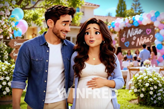 3d pixar style ai animation gender reveal pregnancy baby announcement video ai