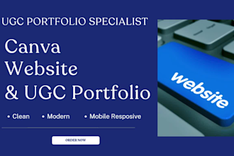 design canva website ugc portfolio, canva landing page and portfolio website