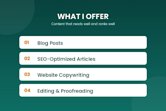 write SEO optimized blog posts and articles