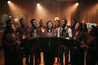 record soulful gospel choir and layered background harmonies