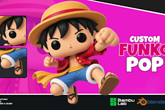 create a custom 3d funko pop character modeling and collectible action figure