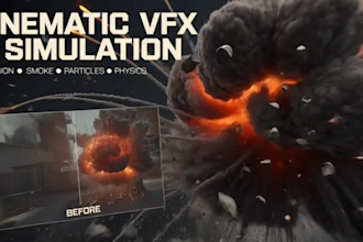 do cinematic vfx animation,explosion,physics visual effects simulation animation