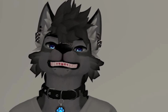 custom vrchat furry avatar with facial tracking vrm fursona 3d model