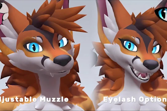vrchat furry avatar custom 3d model facial feature unity PC quest compatible vrm