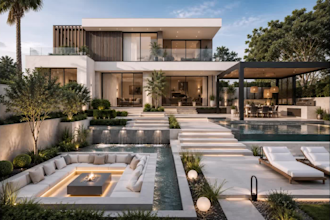 design 3d stunning exterior, landscape, facade, villa, backyard and front yard