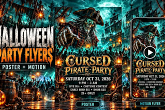 design a halloween party flyer and animated motion flyer