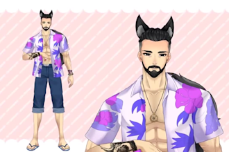 create custom male vtuber live 2d model furry anime style vtuber model with rig