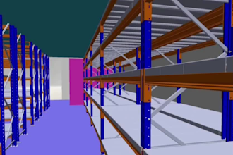 professional 3d modeling and animation for warehouses products or machines