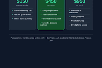 design a professional price list or rate card for your business