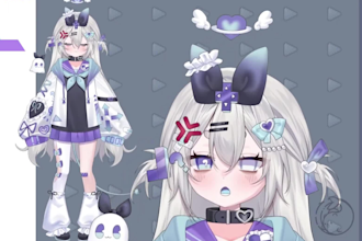 design live2d vtuber model, 2d vtuber model, live2d rigging for streaming