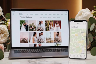 build zola or squarespace wedding website with rsvp and event details